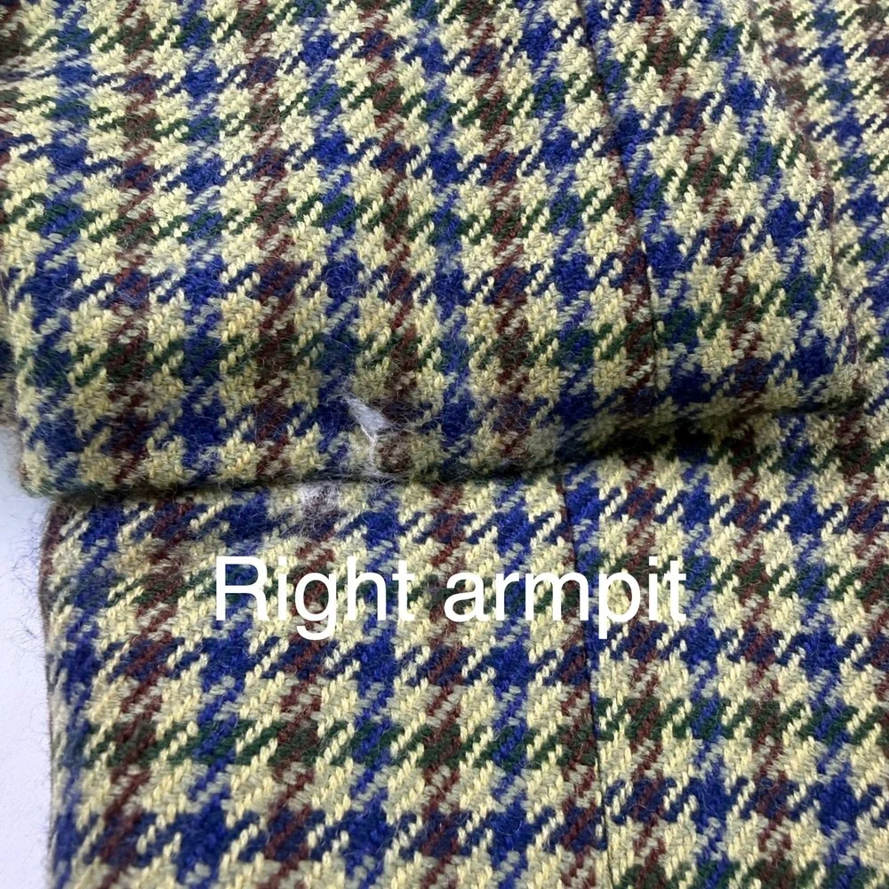VTG Alandales Ermenegildo Zegna Wool Sport Coat Mens 42R Tan Houndstooth Blazer